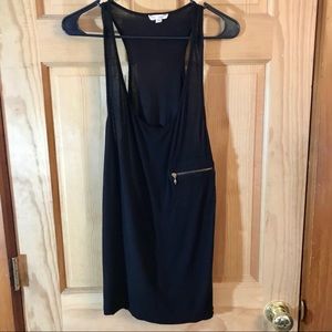 Black tank top with front zipper